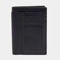Pre Owned Saint Laurent Black Leather Card Case Passport Holder