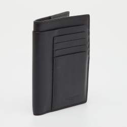 Pre Owned Saint Laurent Black Leather Card Case Passport Holder