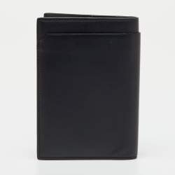 Pre Owned Saint Laurent Black Leather Card Case Passport Holder