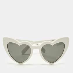 Pre Owned Saint Laurent White/Black SL 181 Loulou Heart Cat Eye Sunglasses