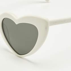 Pre Owned Saint Laurent White/Black SL 181 Loulou Heart Cat Eye Sunglasses