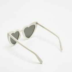 Pre Owned Saint Laurent White/Black SL 181 Loulou Heart Cat Eye Sunglasses