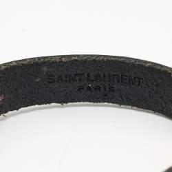 Pre Owned Saint Laurent Opyum Black Leather Gold Tone Bracelet