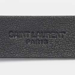 Pre Owned Saint Laurent Buckle Belt Black Crocodile Embossed Leather