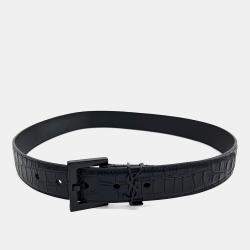 مملوكة مسبقًا Saint Laurent Paris Black Leather Belt