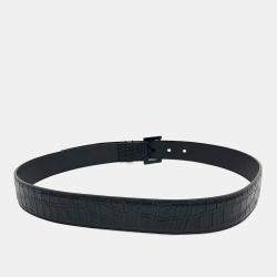 مملوكة مسبقًا Saint Laurent Paris Black Leather Belt
