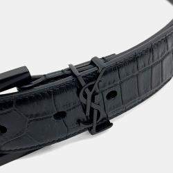 مملوكة مسبقًا Saint Laurent Paris Black Leather Belt