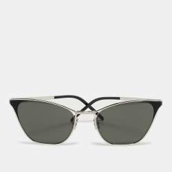 Pre Owned Saint Laurent Black/Silver Tone SL409 Cat Eye Sunglasses
