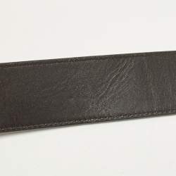 Pre Owned Saint Laurent Logo 100 CM Waist Belt Burgundy Leather