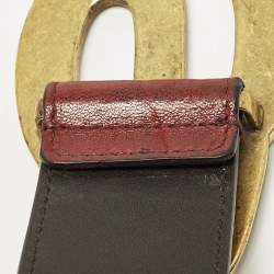 Pre Owned Saint Laurent Logo 100 CM Waist Belt Burgundy Leather