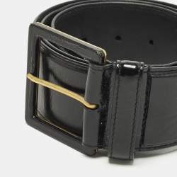 مملوكة مسبقًا Saint Laurent 90 CM Buckle Wide Belt Black Patent Leather