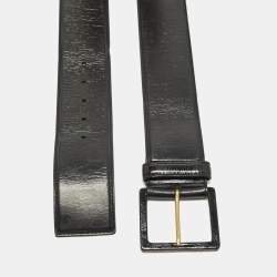 مملوكة مسبقًا Saint Laurent 90 CM Buckle Wide Belt Black Patent Leather