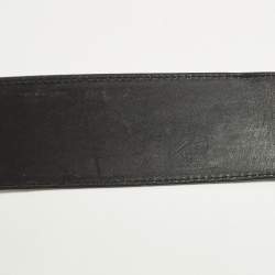 مملوكة مسبقًا Saint Laurent 90 CM Buckle Wide Belt Black Patent Leather