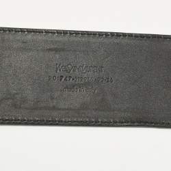 مملوكة مسبقًا Saint Laurent 90 CM Buckle Wide Belt Black Patent Leather