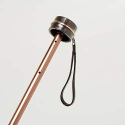 Pre Owned مظلة قابلة للطي سان لوران شعار مقلم أزرق بحري معدن ونيلون