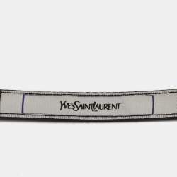 Pre Owned مظلة قابلة للطي سان لوران شعار مقلم أزرق بحري معدن ونيلون