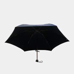 Pre Owned مظلة قابلة للطي سان لوران شعار مقلم أزرق بحري معدن ونيلون