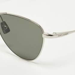 Pre Owned Saint Laurent Black/Silver Tone SL 831 Vesper Aviator Sunglasses