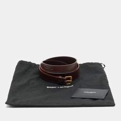 Pre Owned حزام سان لوران إبزيم جلد بورجوندي 85 سم