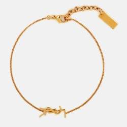 مملوكة مسبقًا Saint Laurent Paris Cassandre Charm Gold Tone Bracelet