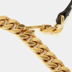 Pre Owned حزام سلسلة حرف واحد سان لوران جلد أسود بشراشيب