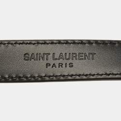 Pre Owned حزام سلسلة حرف واحد سان لوران جلد أسود بشراشيب