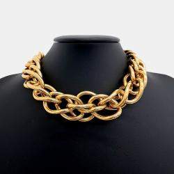 Pre Owned Saint Laurent Paris Gold Tone Chain Necklace