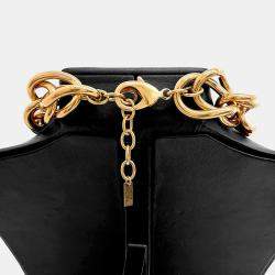 Pre Owned Saint Laurent Paris Gold Tone Chain Necklace