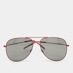 Pre Owned Saint Laurent Grey/Red Classic 11 Aviator Sunglasses