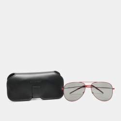 Pre Owned Saint Laurent Grey/Red Classic 11 Aviator Sunglasses