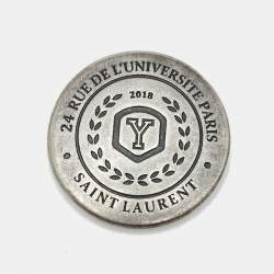 Pre Owned Saint Laurent Paris Silver Tone Medallion Pin Brooch