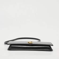 Pre Owned Saint Laurent Cassandre Black Leather Phone Holder w/Strap