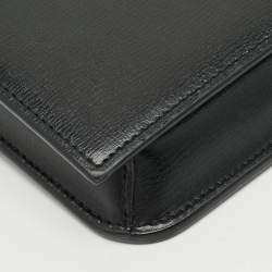 Pre Owned Saint Laurent Cassandre Black Leather Phone Holder w/Strap