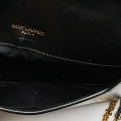 Pre Owned Saint Laurent Cassandre Black Leather Phone Holder w/Strap