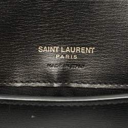 Pre Owned Saint Laurent Cassandre Black Leather Phone Holder w/Strap