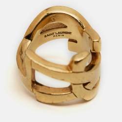 مملوكة مسبقًا Saint Laurent Opyum Monogram Gold Tone Ring Size 52
