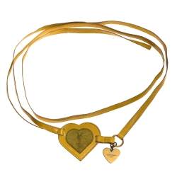 Pre Owned Saint Laurent Paris Yellow Leather and Suede Heart Waist Belt 90CM