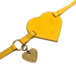 Pre Owned Saint Laurent Paris Yellow Leather and Suede Heart Waist Belt 90CM