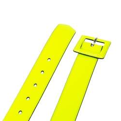 Pre Owned Saint Laurent Neon Green Patent Vinyl Buckle Belt 75CM
