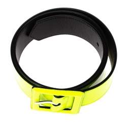Pre Owned Saint Laurent Neon Green Patent Vinyl Buckle Belt 75CM
