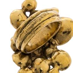 مملوكة مسبقًا Yves Saint Laurent Paris Arty Flower Gold Tone Ring 54.5