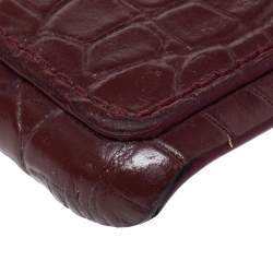 Saint Laurent Paris Burgundy Croc Emossed Leather iPhone 8 Case
