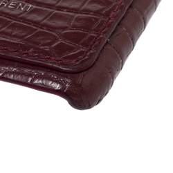 Saint Laurent Paris Burgundy Croc Emossed Leather iPhone 8 Case