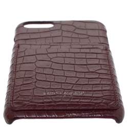 Saint Laurent Paris Burgundy Croc Emossed Leather iPhone 8 Case