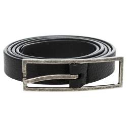 Pre Owned Saint Laurent Paris Black Leather Skinny Belt Size 80 CM