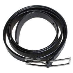 Pre Owned Saint Laurent Paris Black Leather Skinny Belt Size 80 CM