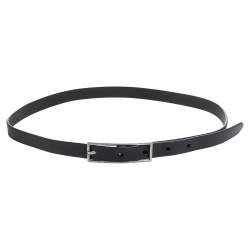 Pre Owned Saint Laurent Paris Black Leather Skinny Belt Size 80 CM