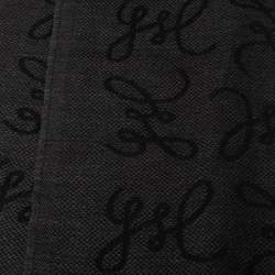 Yves Saint Laurent Black Jacquard Signature Wool Scarf
