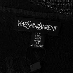 Yves Saint Laurent Black Jacquard Signature Wool Scarf