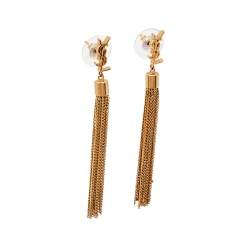مملوكة مسبقًا Saint Laurent Paris Monogram Mini Tassel Earrings
